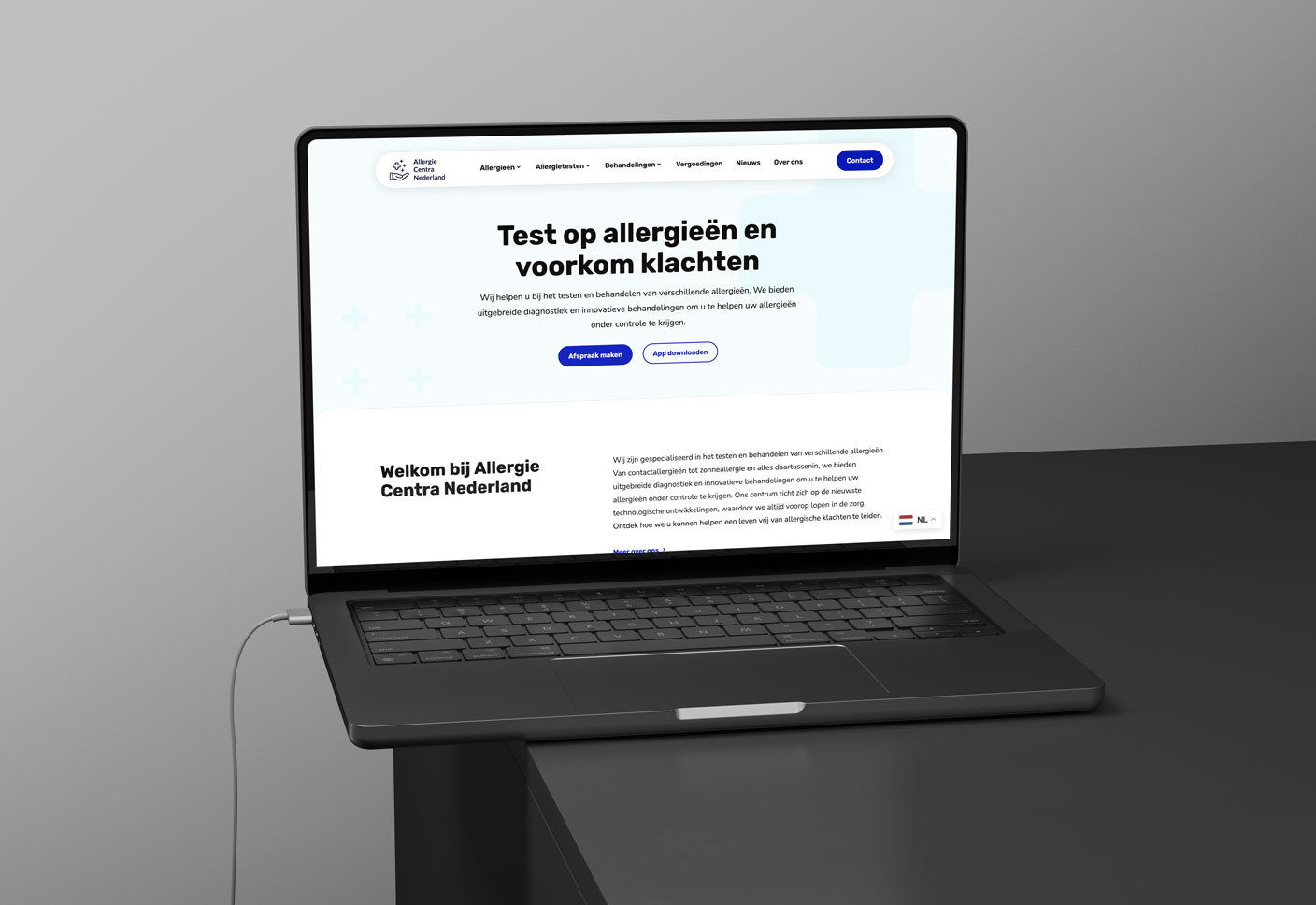 Allergie Centra Nederland website mockup