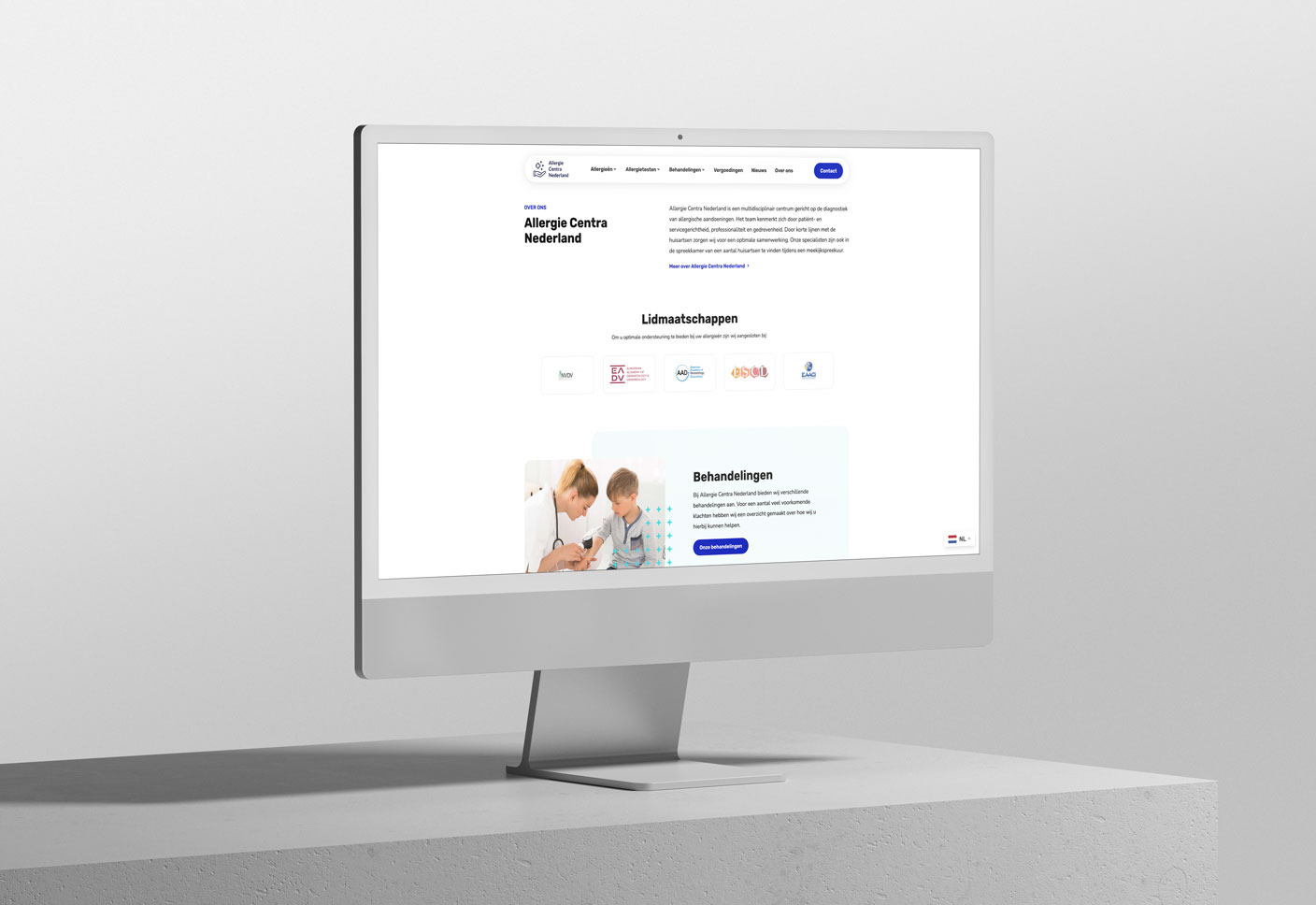 Allergie Centra Nederland website mockup